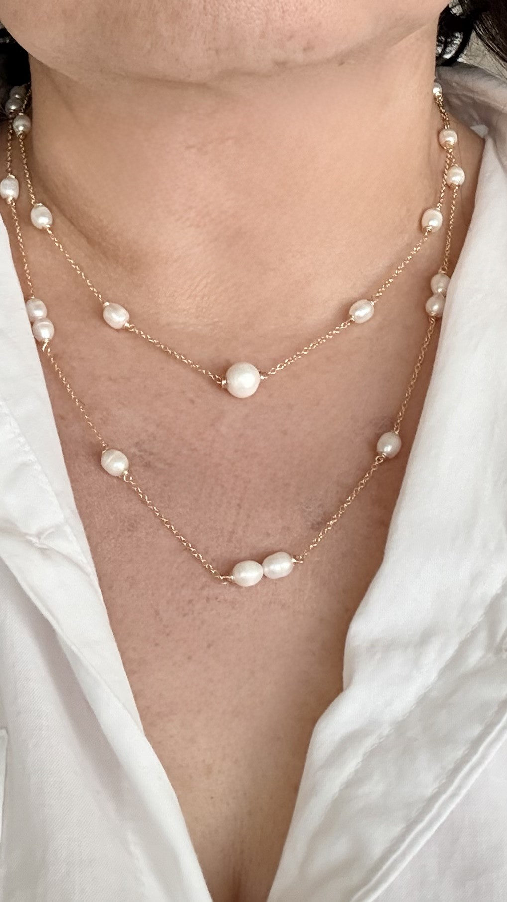 Talia Pearl Layering Necklace - Nury M Jewelry