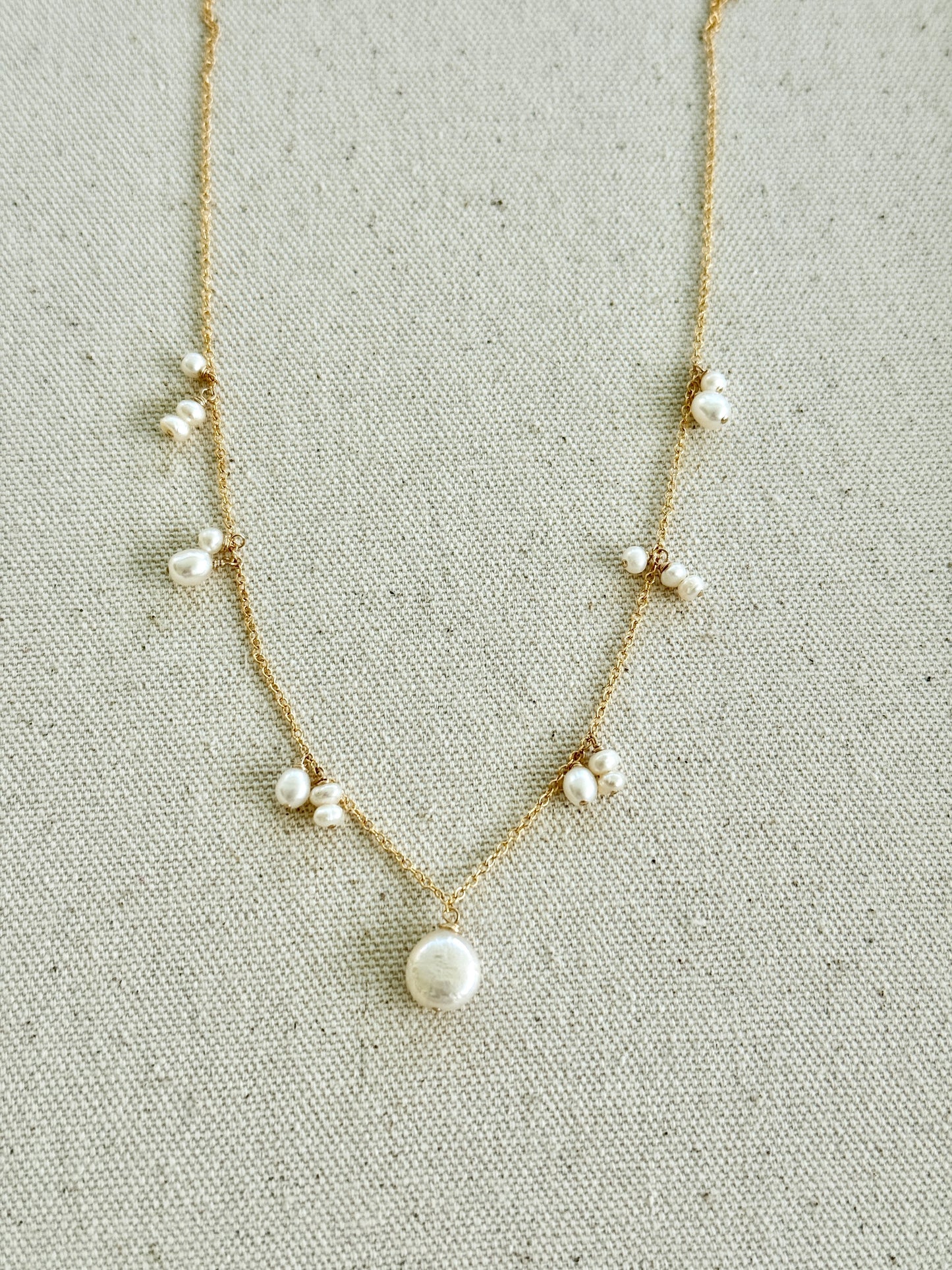 Lucy - Freshwater Pearl Bridal Necklace - Nury M Jewelry