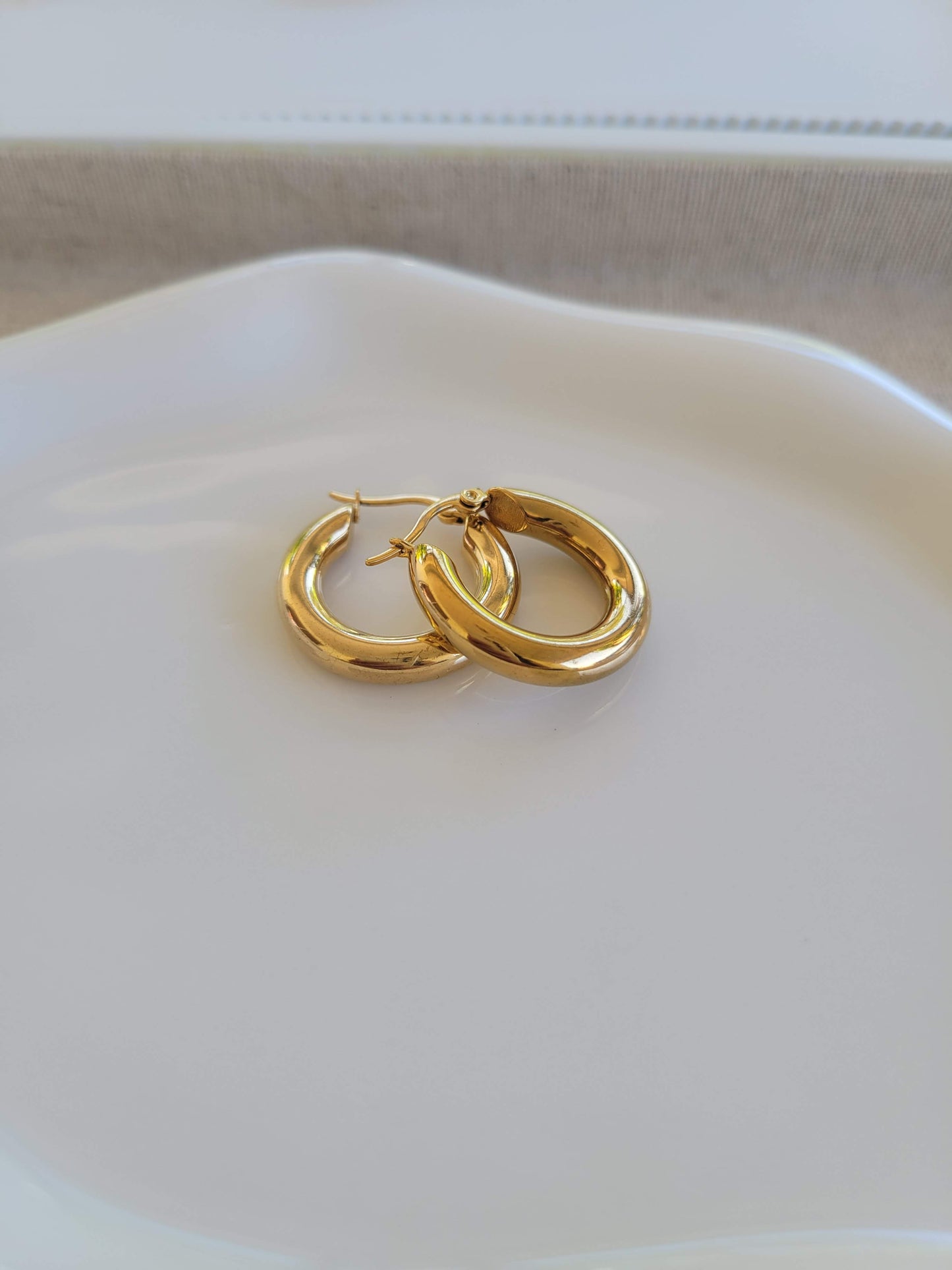 Mari - Golden Statement Hoops - Waterproof - Jewelry Nury M Jewelry