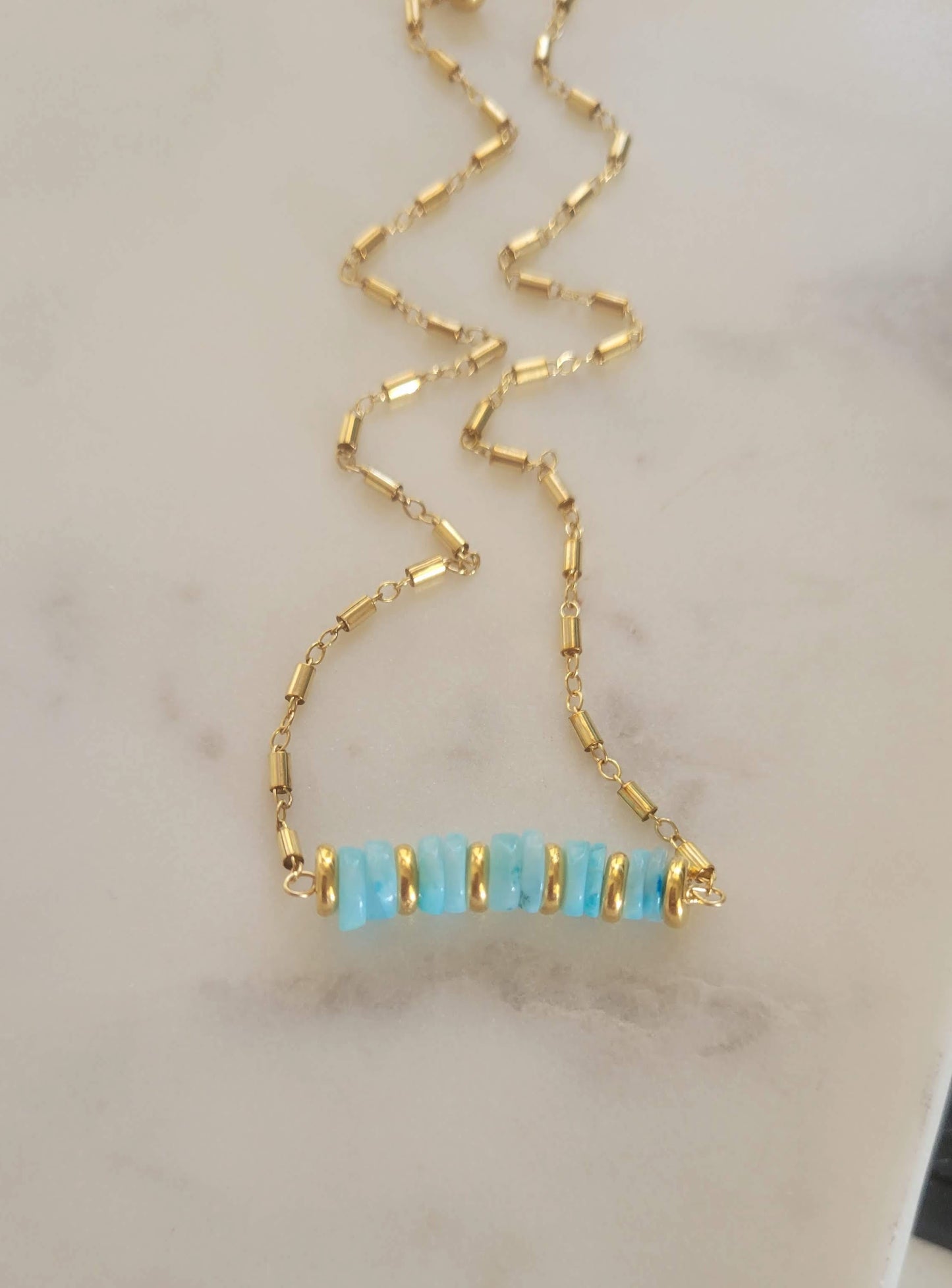 Blue Opal Gold Filled Necklace - Jewelry- Nury M Jewelry