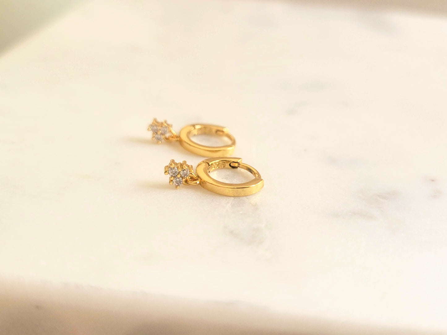 Besi - Gold Zircon Hoop Earrings - Jewelry - Nury M Jewelry