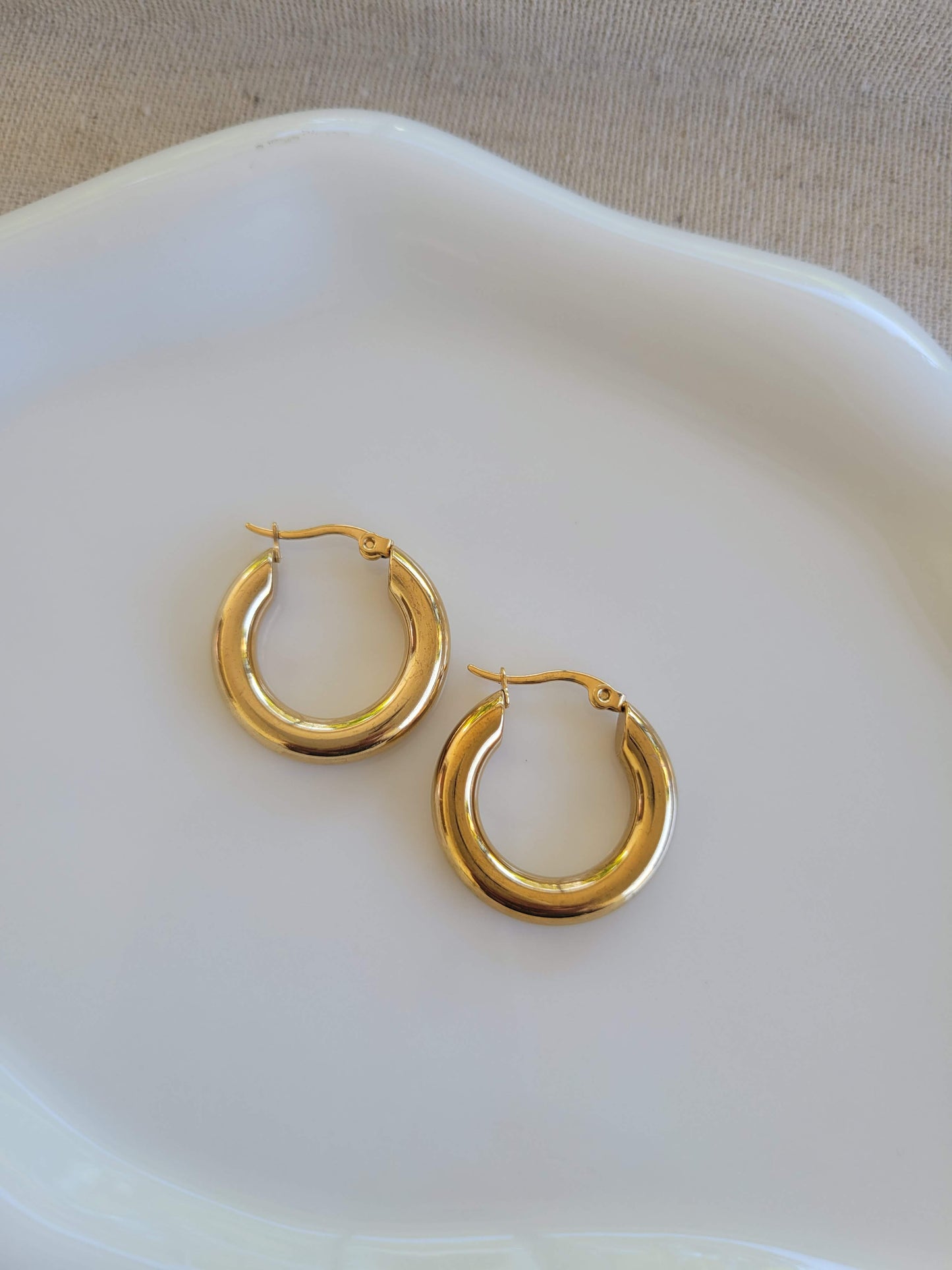 Mari - Golden Statement Hoops - Waterproof - Jewelry Nury M Jewelry