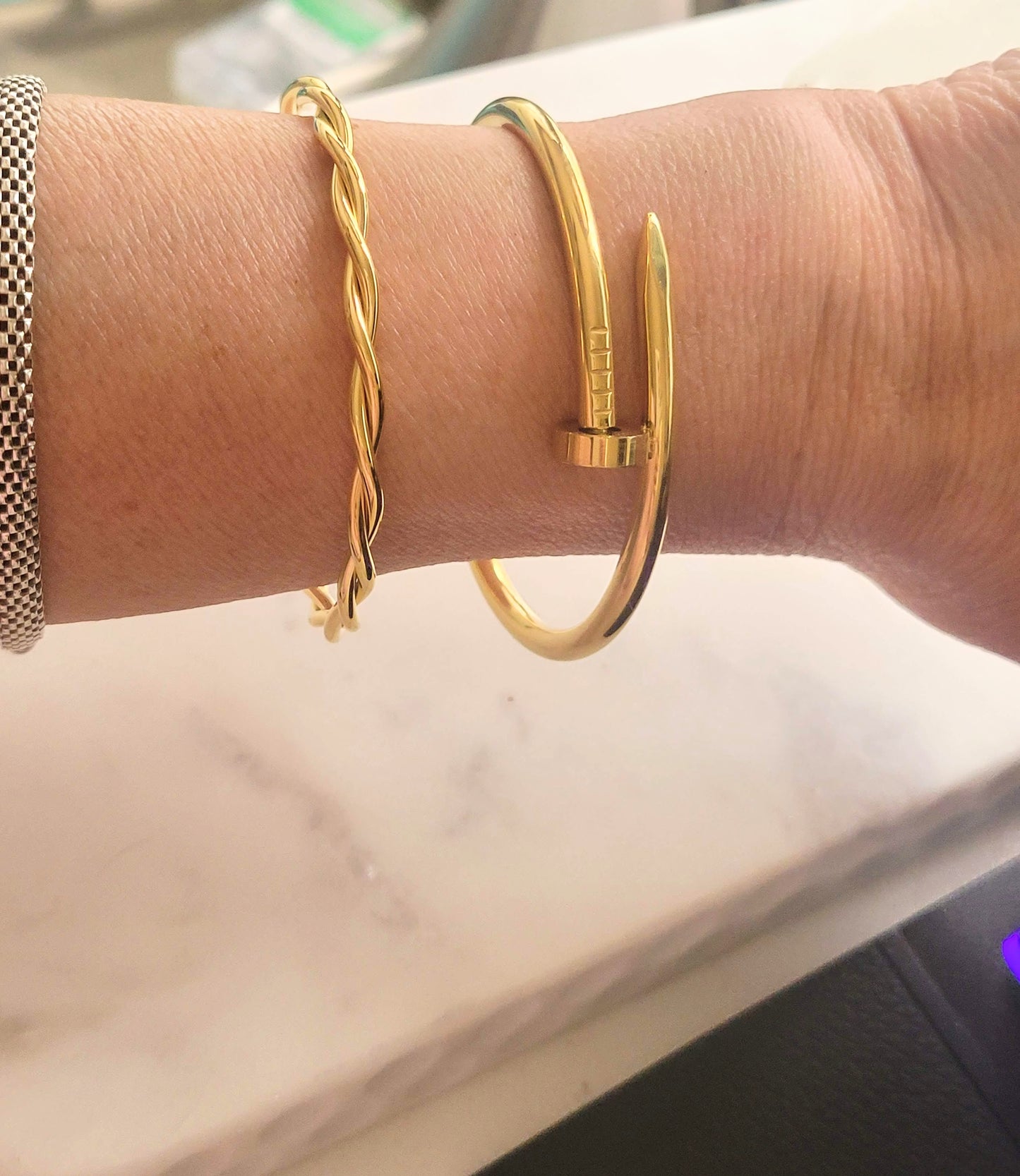 Nail Stainless Bangle - Jewelry - Nury M Jewelry