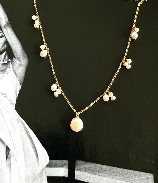 Lucy - Freshwater Pearl Bridal Necklace - Nury M Jewelry