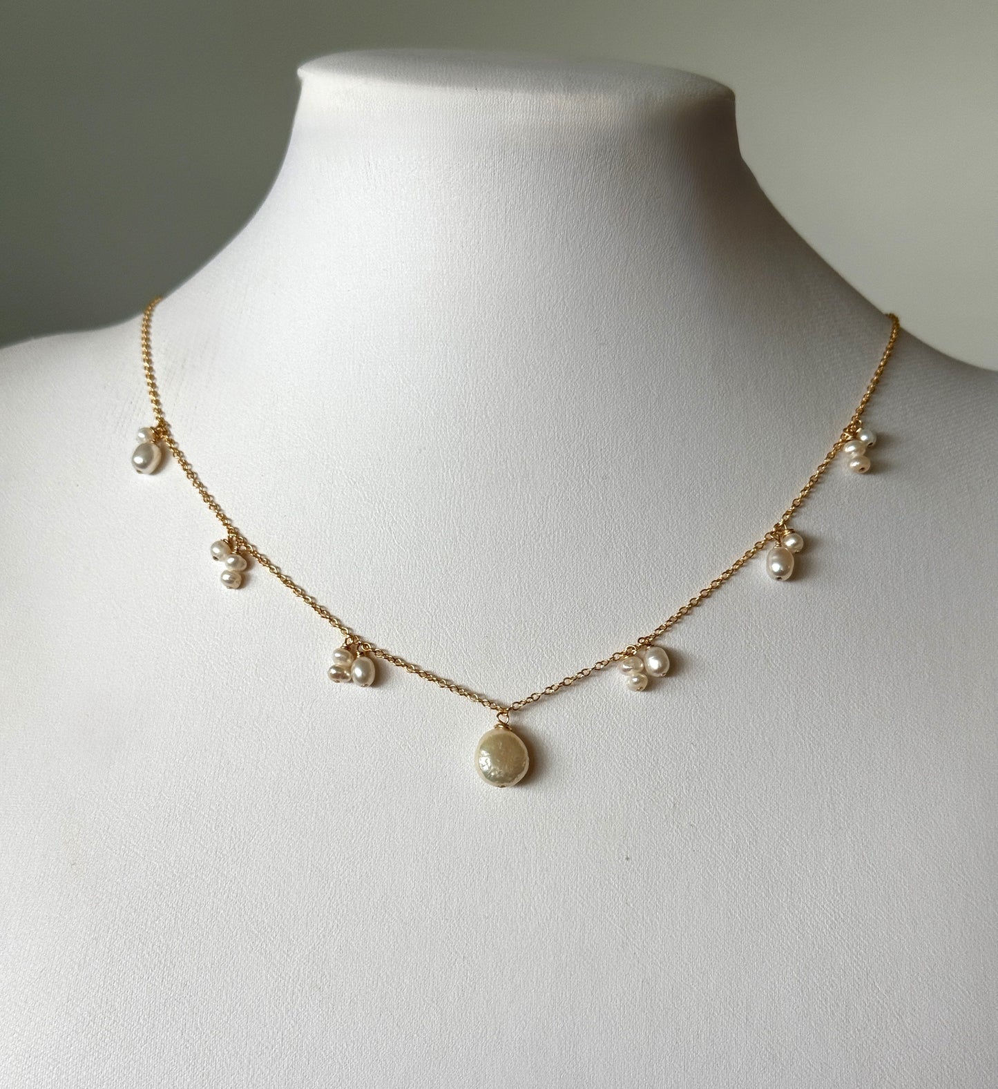 Lucy - Freshwater Pearl Bridal Necklace - Nury M Jewelry