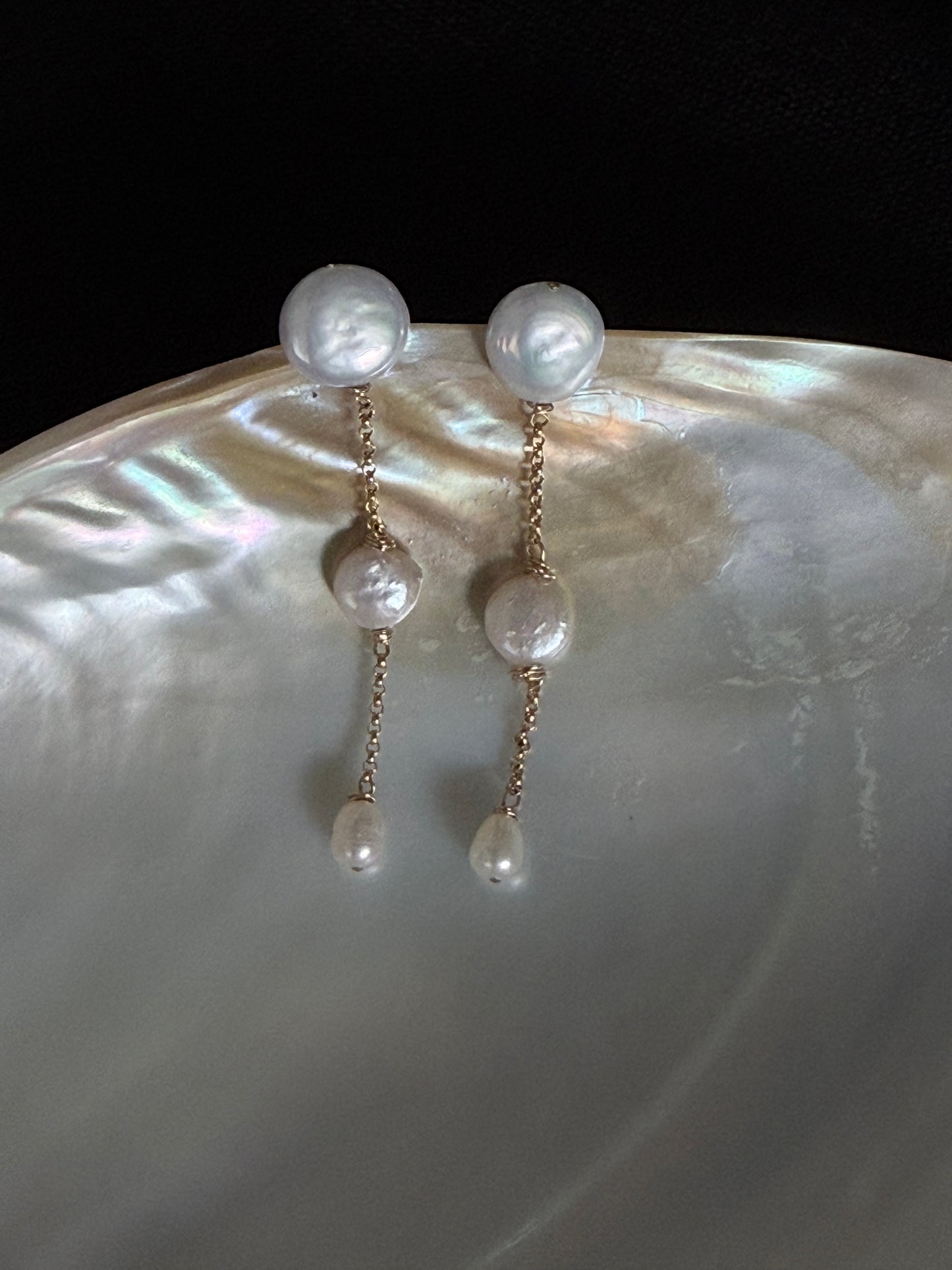 Pia - Bridal Genuine Freshwater Pearl Earrings - Nury M Jewelry