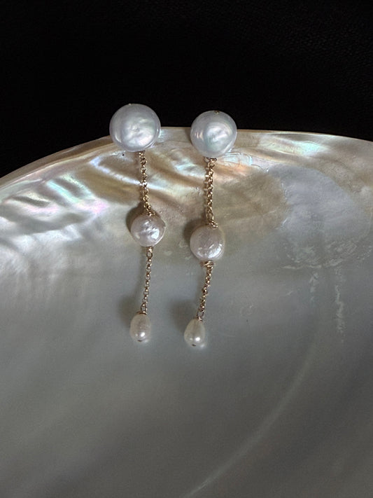 Pia - Bridal Genuine Freshwater Pearl Earrings - Nury M Jewelry