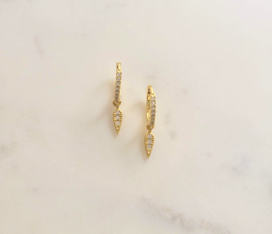 Vermeil Zircon Dagger Hoop Earrings - Jewelry - Nury M Jewelry