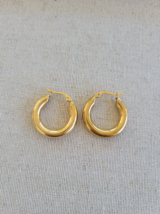 Mari - Golden Statement Hoops - Waterproof -  Jewelry Nury M Jewelry