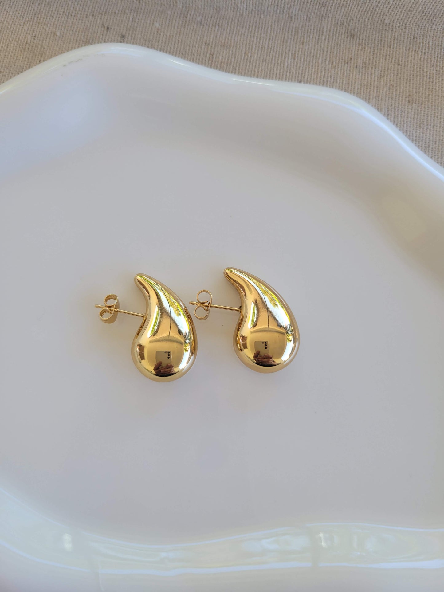 Gia Earrings - Golden Teardrop Waterproof Earring - Jewelry - Nury M Jewelry