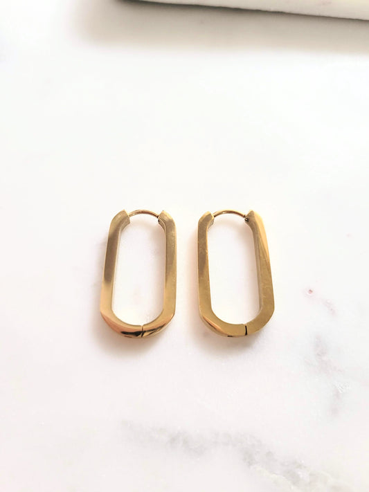 Stainless Oval Hoop Earrings - Jewelry - Nury M Jewerly