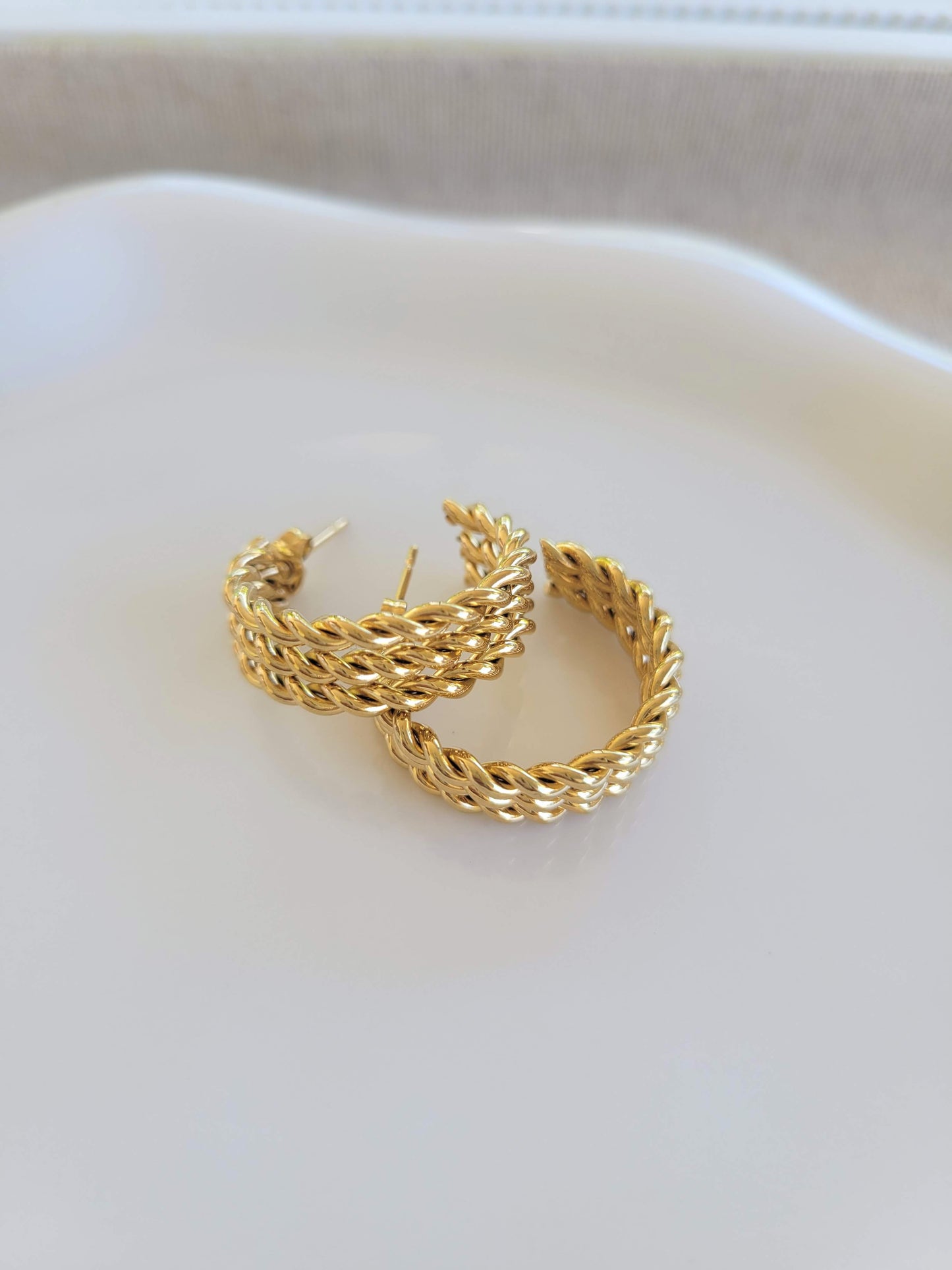 Tori - Twisted Statement Gold Hoops - Jewelry - Nury M Jewelry