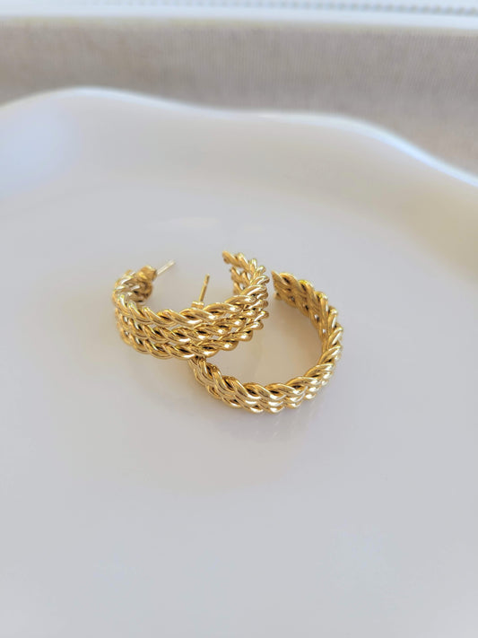 Tori - Twisted Statement Gold Hoops - Jewelry - Nury M Jewelry